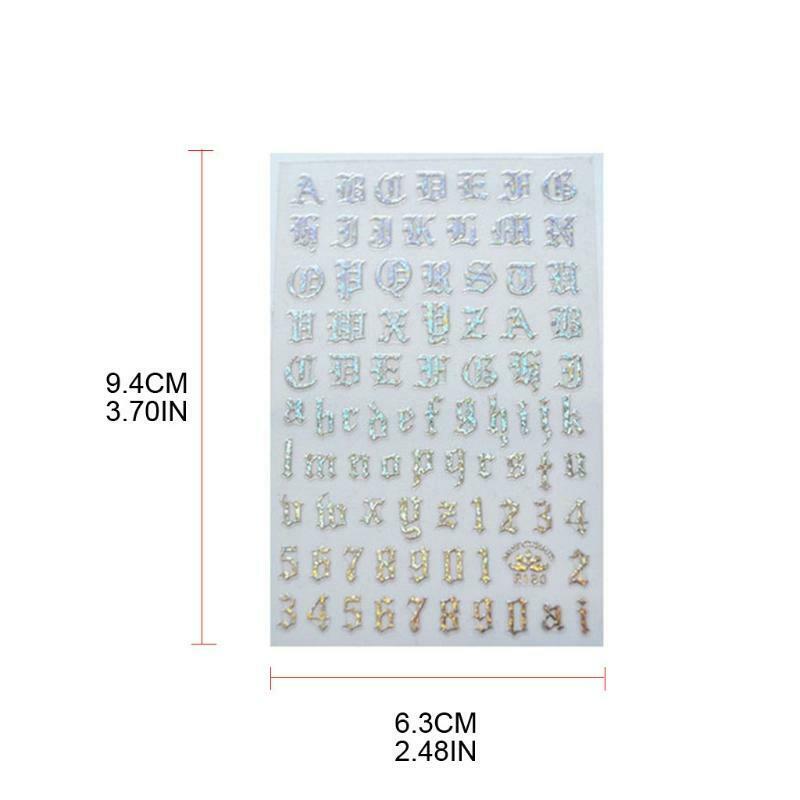 4Color/Set Russia Letter Word Numbers Old English Nail Stickers Nail Art Decals