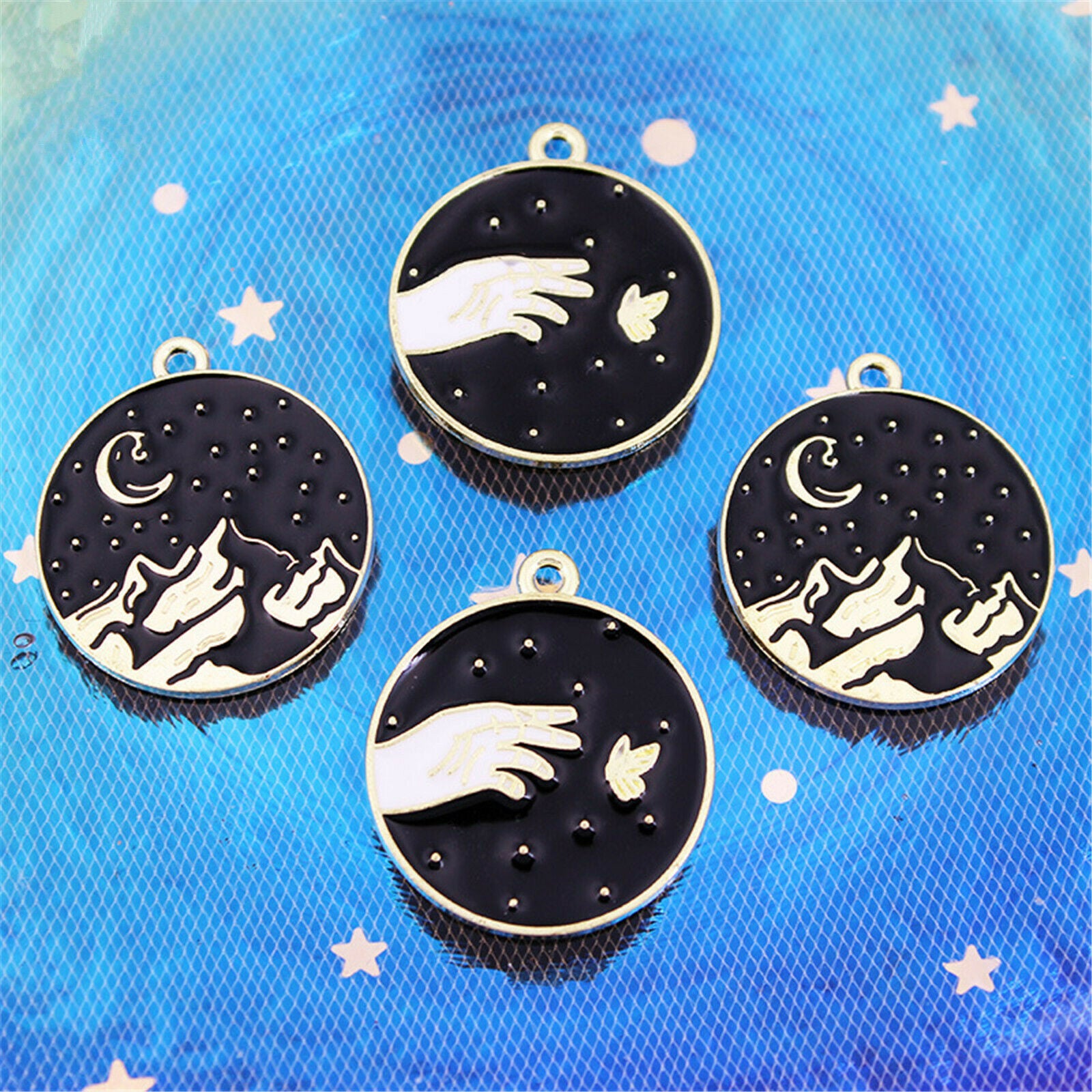 Wholesale 24x26mm Enamel Starry Sky Pendant Charm for Necklace Bracelet 10PCS