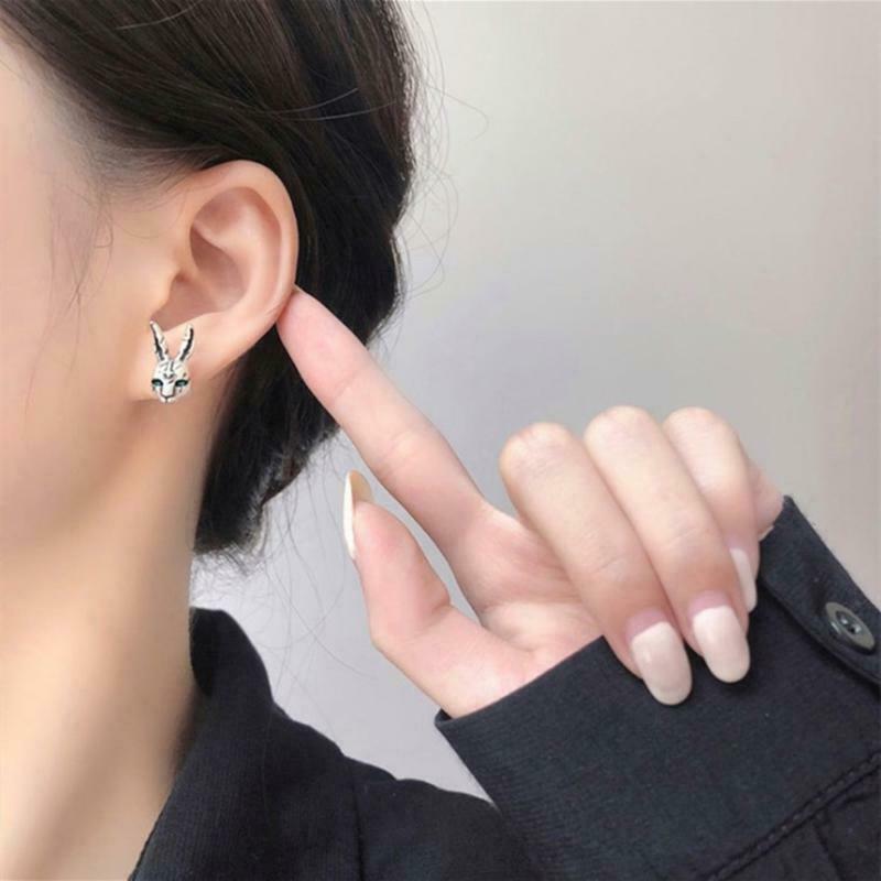 Retro Distressed Cross Bunny Earrings Alloy Pendant Earrings Suitable for Girls