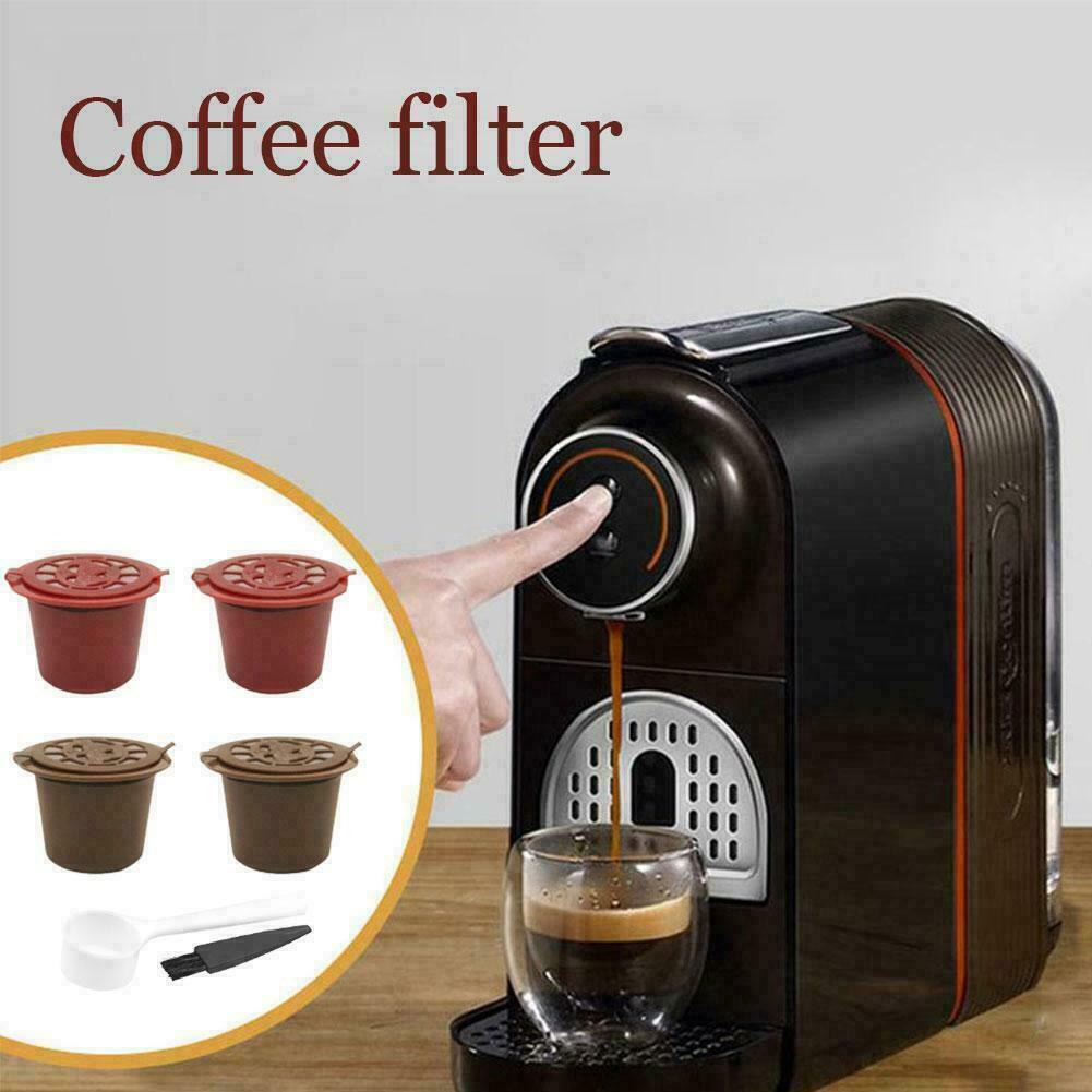 4PCS Refillable Reusable Coffee Filter Capsules Pods For Nespresso B O5Q3
