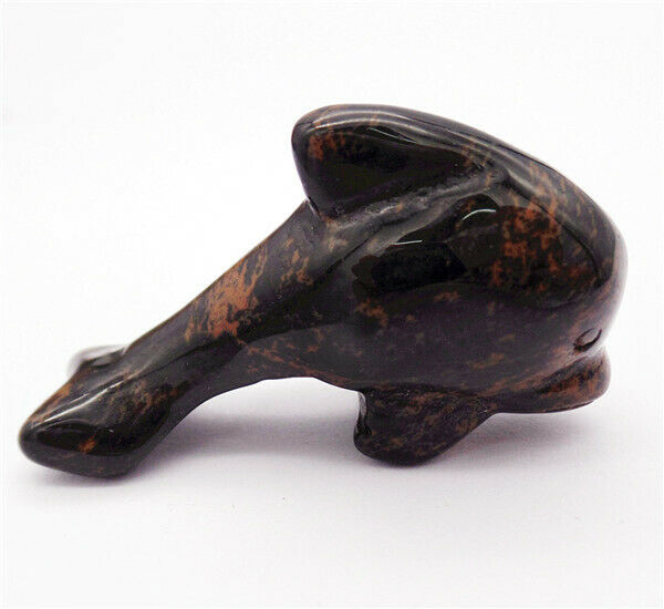 50x28x15mm Natural Mahogany Obsidian Dolphin Statue Healing Decoration HH8132