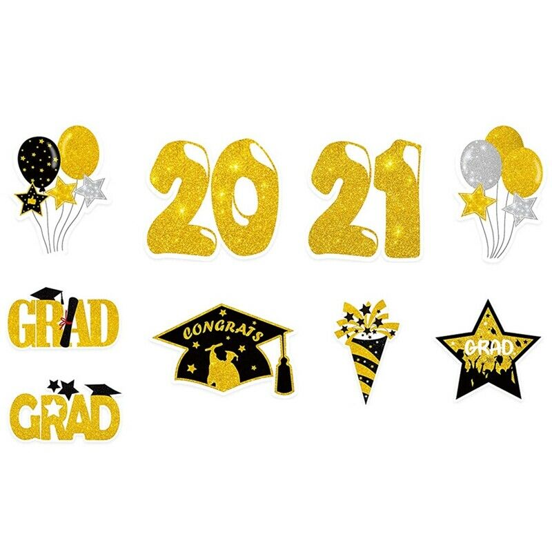 Graduation Yard Sign Stakes Decorations - Congrats Grad Cap Outdoor Lawn ParV7F3