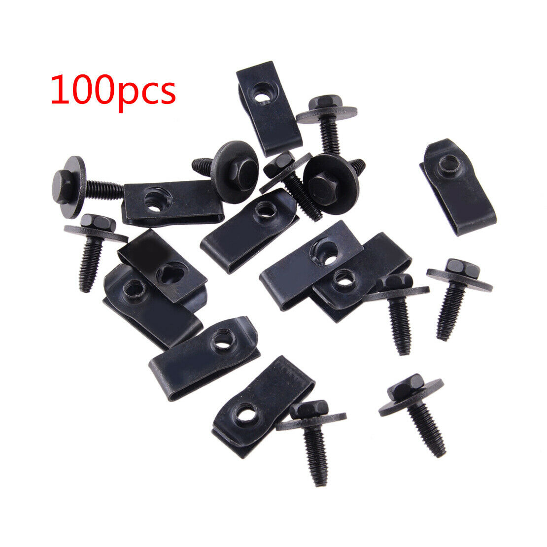 100Pc Car Body Bolts U Nut Clips M6 Hex 10mm Fit for Ford Truck 147163194 Acc