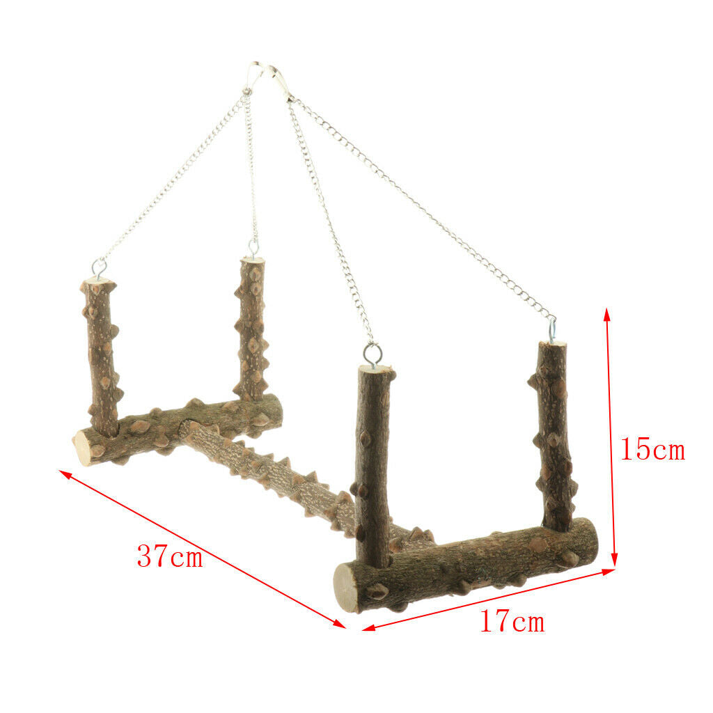 Bird Swing Natural Wood Swing Bird Toys for Birds Parrots Budgies Cockatiels