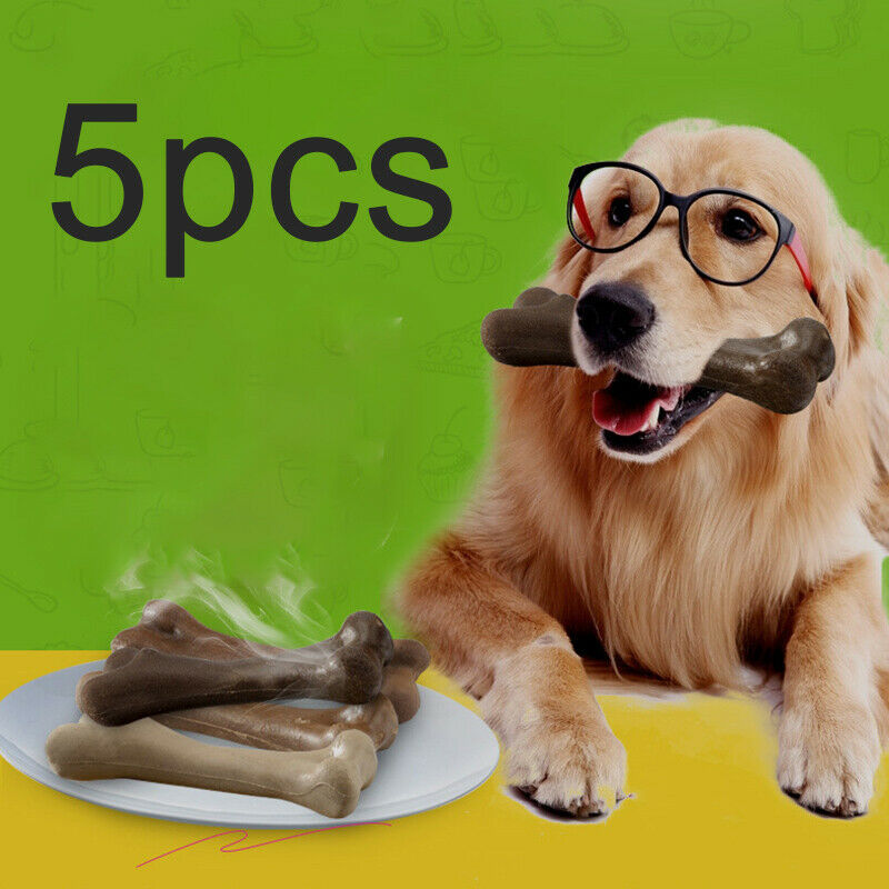 5pcs Dog Bone Natural Non-Toxic Puppy Toys For Dogs Pet Chew Game Dental CarBDA