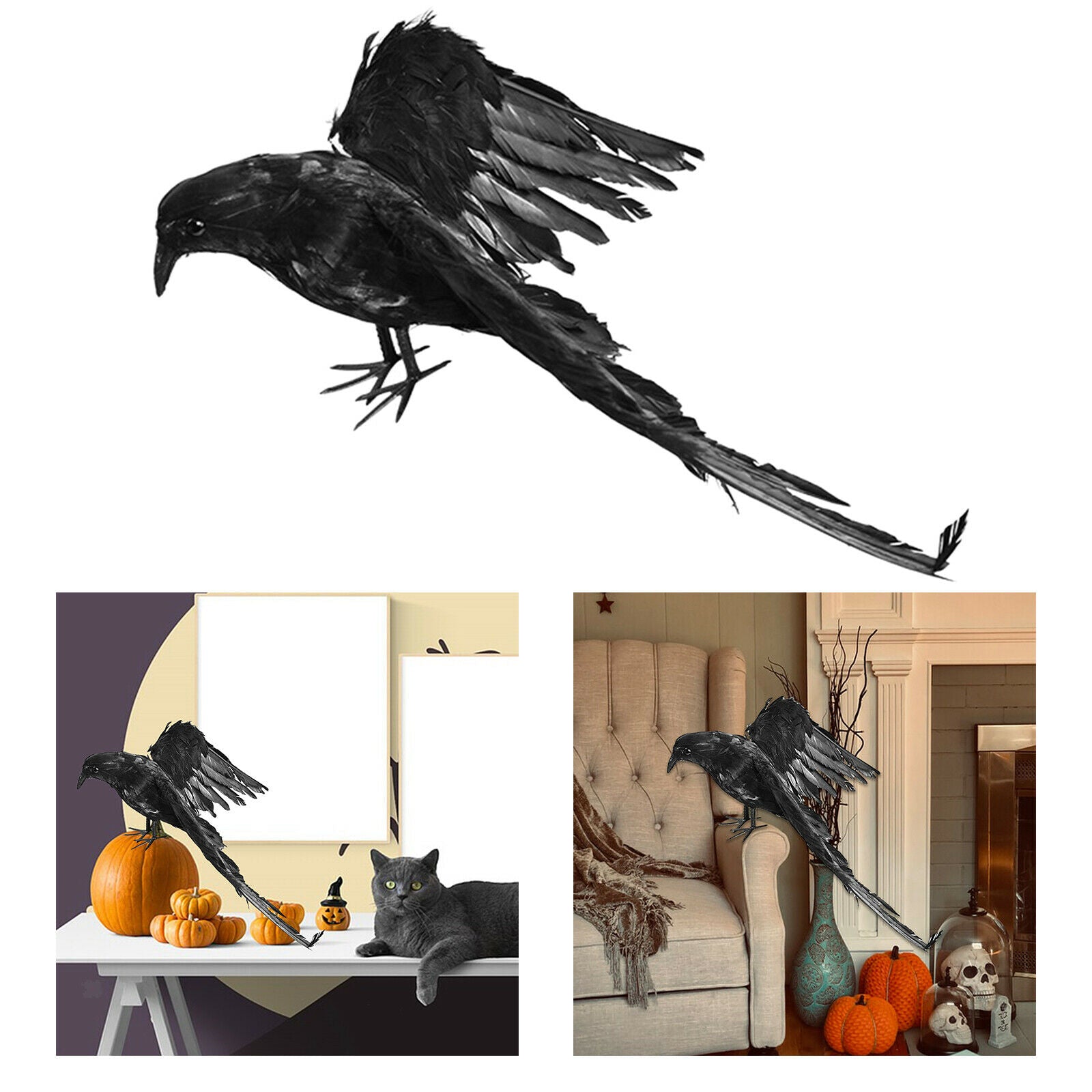 Vivid Crow Handmade Foam Feathered Scary Hunting Prop Garden Scarecrow 1pc