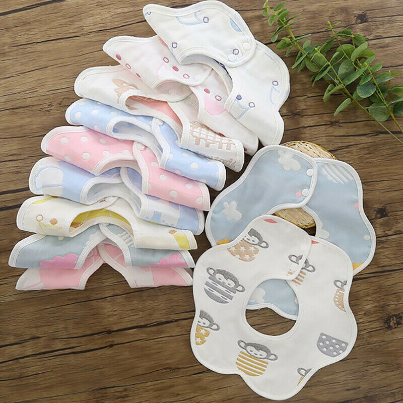 Baby Bibs 360 Degree Rotation Gauze Muslin Bandana Cloth Soft Newborn Bab.l8