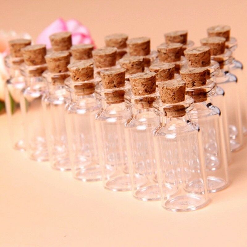 10pcs Empty Clear Glass Bottles 7ml Vials with Corks Sample Jars For Pendant DIY
