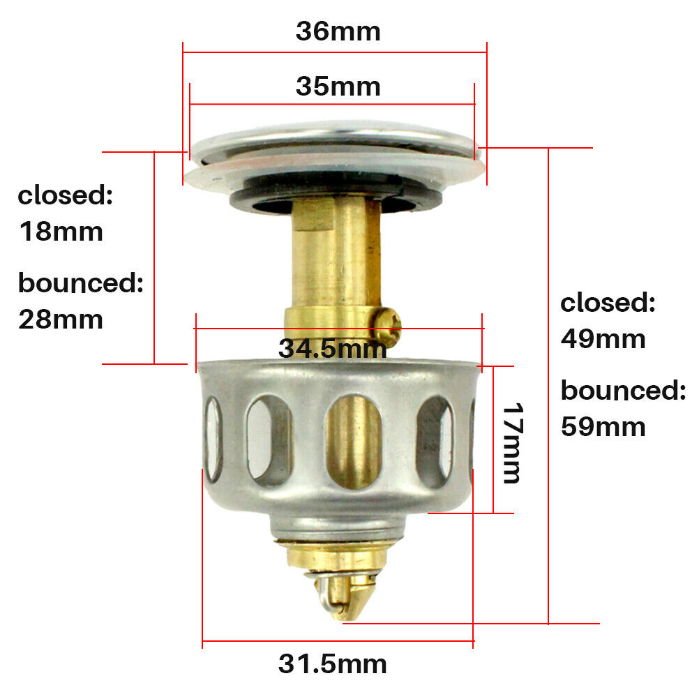 1Pcs Wash Basin Bounce Drain Filter Pop Up Bathroom Toilet Sink Drain Plug