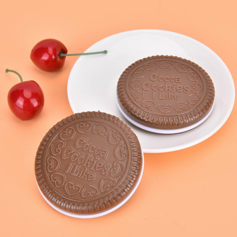 New Makeup Tool Pocket Mirror Mini Cute Chocolate Cookie Shaped With CombL TH