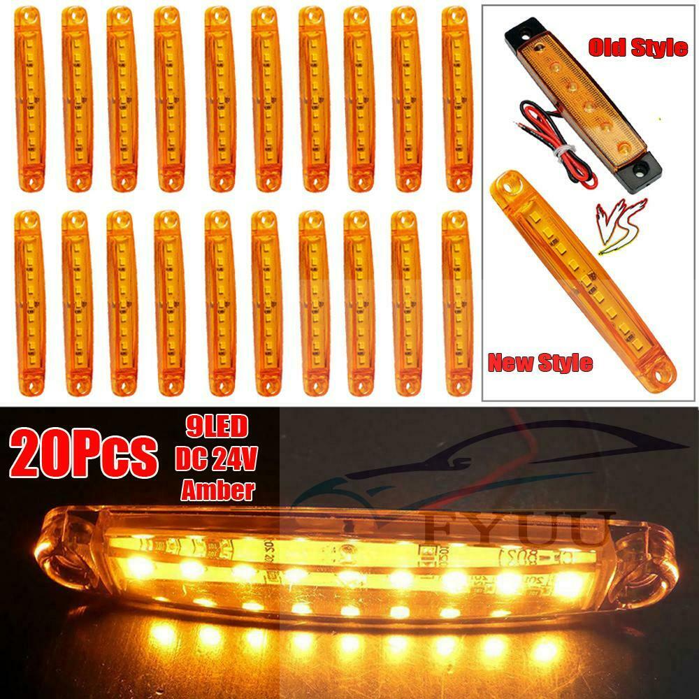 20PCS Amber 9 SMD LED Side Marker Tail Light Clearance Lamp Truck Trailer 12V