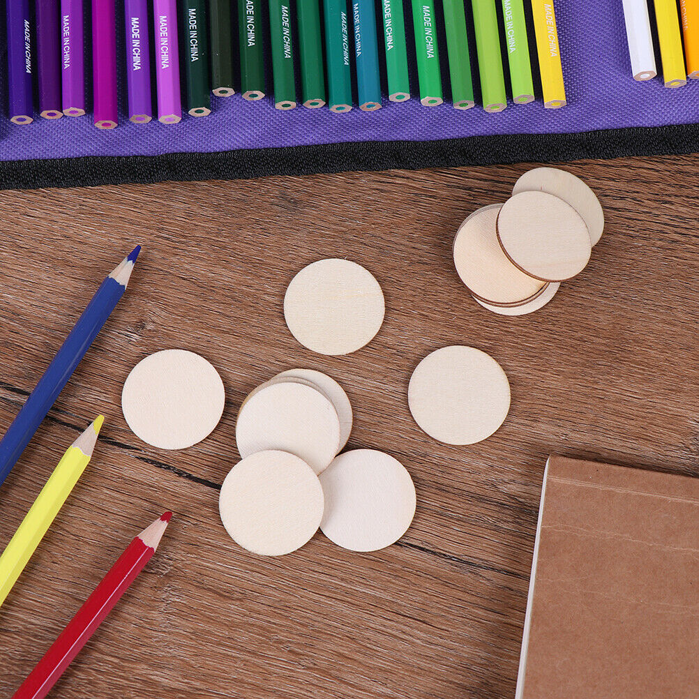 50x DIY Natural Blank Wood Pieces Slice Round Unfinished Crafts Wooden Di.l8