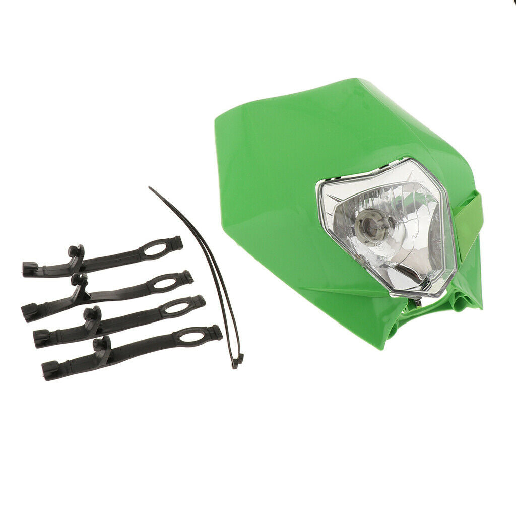 Motorcycle Dual Sport Headlight 12V 35W Head Light for   13-15 Green
