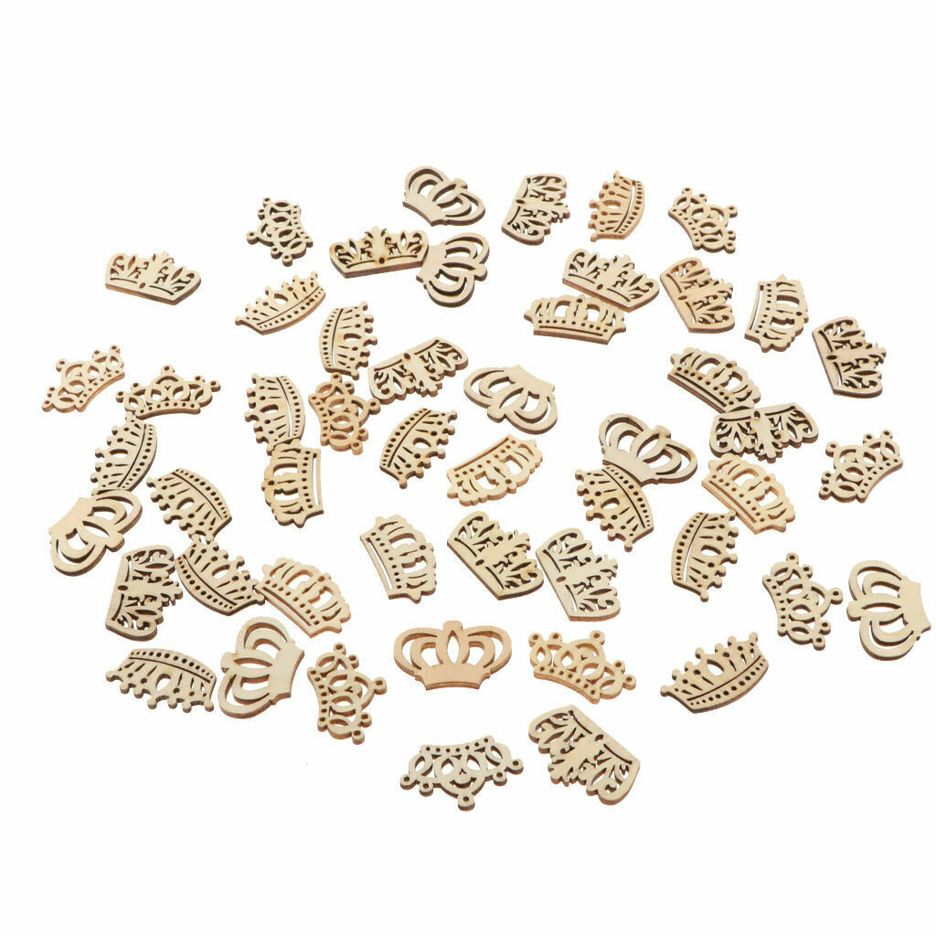 50 pieces mini crowns wood decorative wooden discs confetti scatter decoration