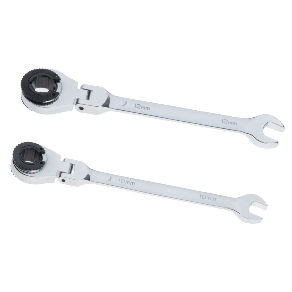2Pcs/Set Tubing Wrench Oil Heavy-duty Flexible Open Ratchet Wrench 10mm+12mm