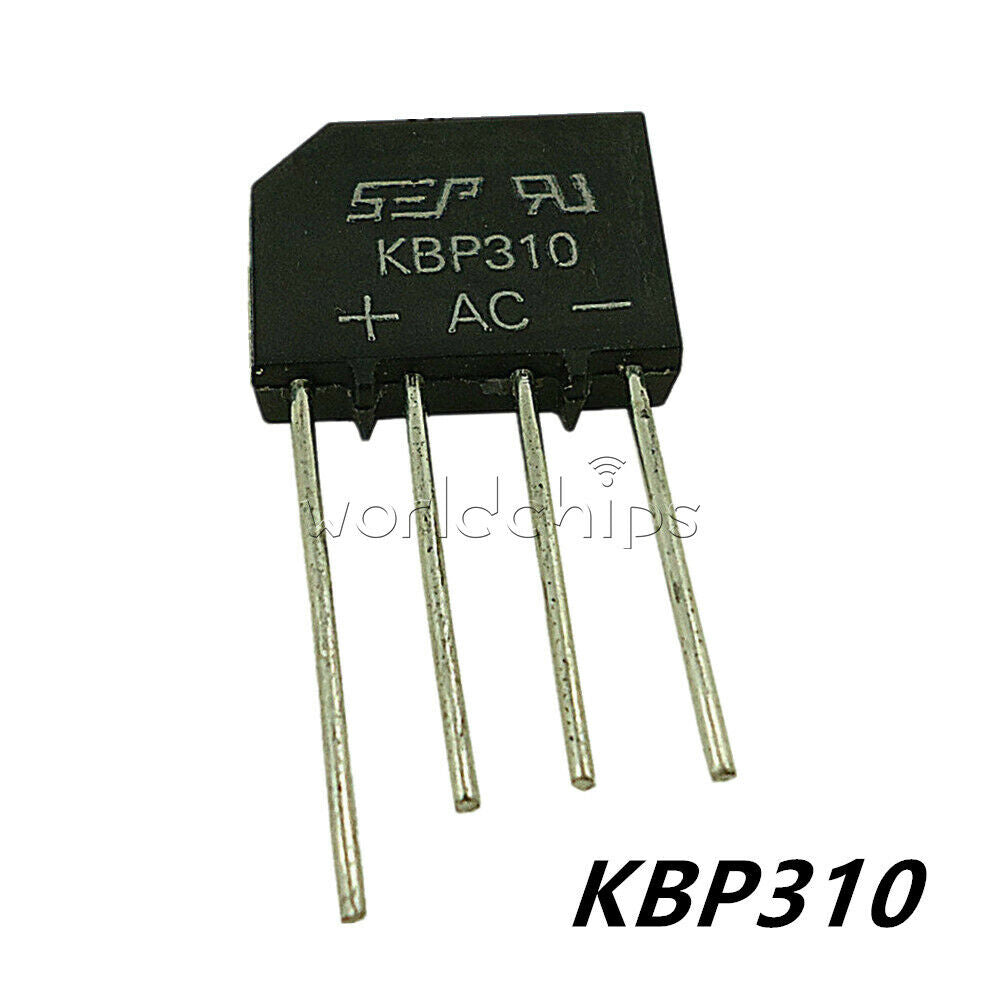 50PCS KBP310 SIP-4 3 Amp Bridge Rectifier 50 to 1000 Volts Replace RS310