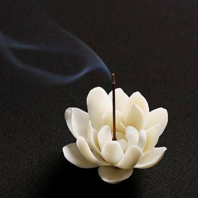 Ceramic White Lotus Incense Burner Home Decor Incense Stick Holder Aromat.l8