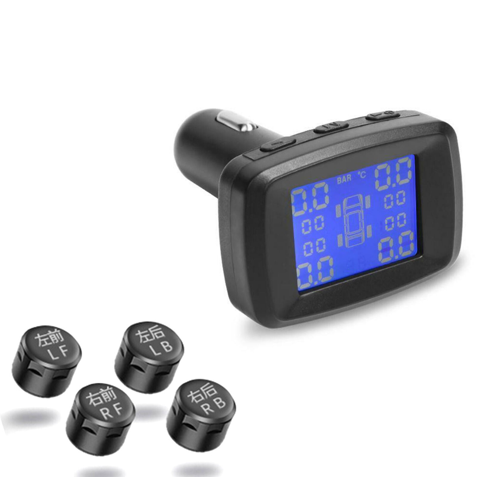Digital Car Wireless TPMS Tire Pressure Monitoring System w/ 4 External Sensors