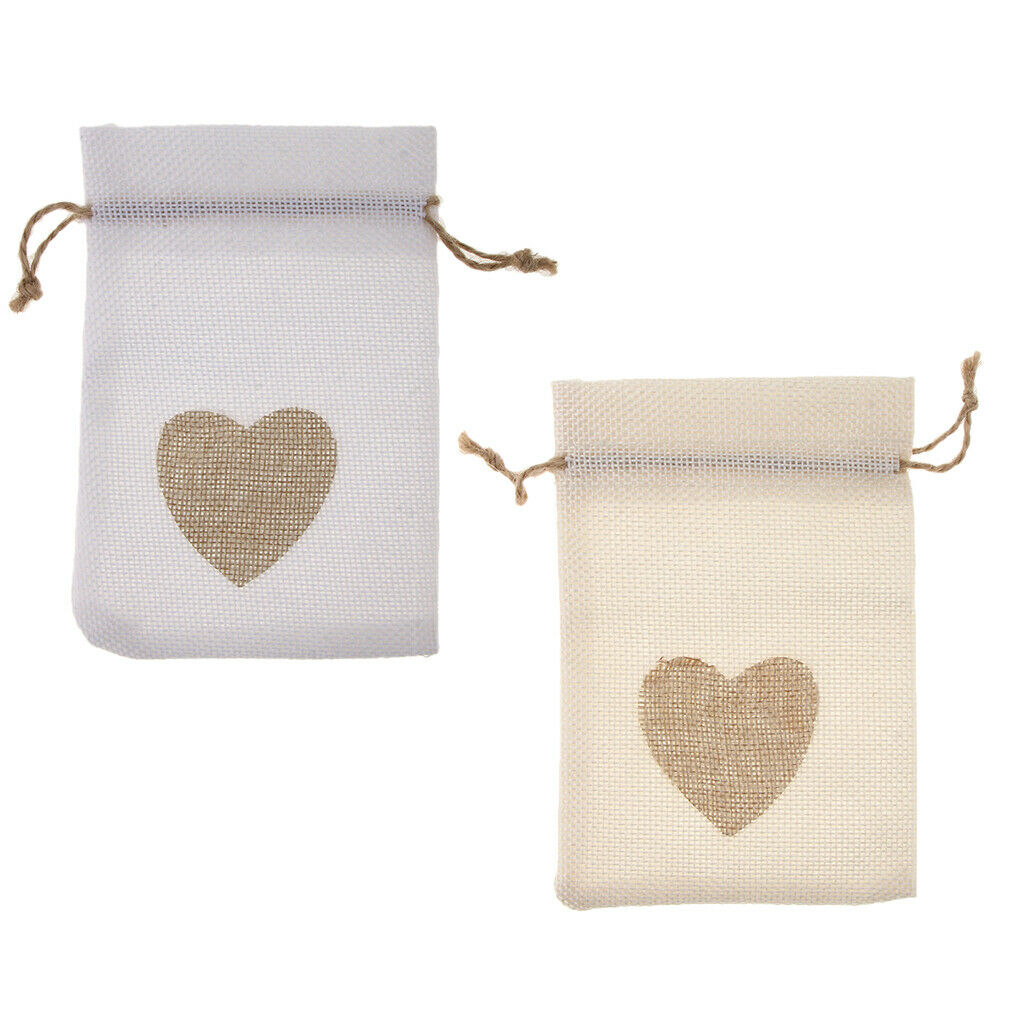 30 Pieces Natural Linen Handle Bags Drawstring Hessian Burlap Package Gift Bags