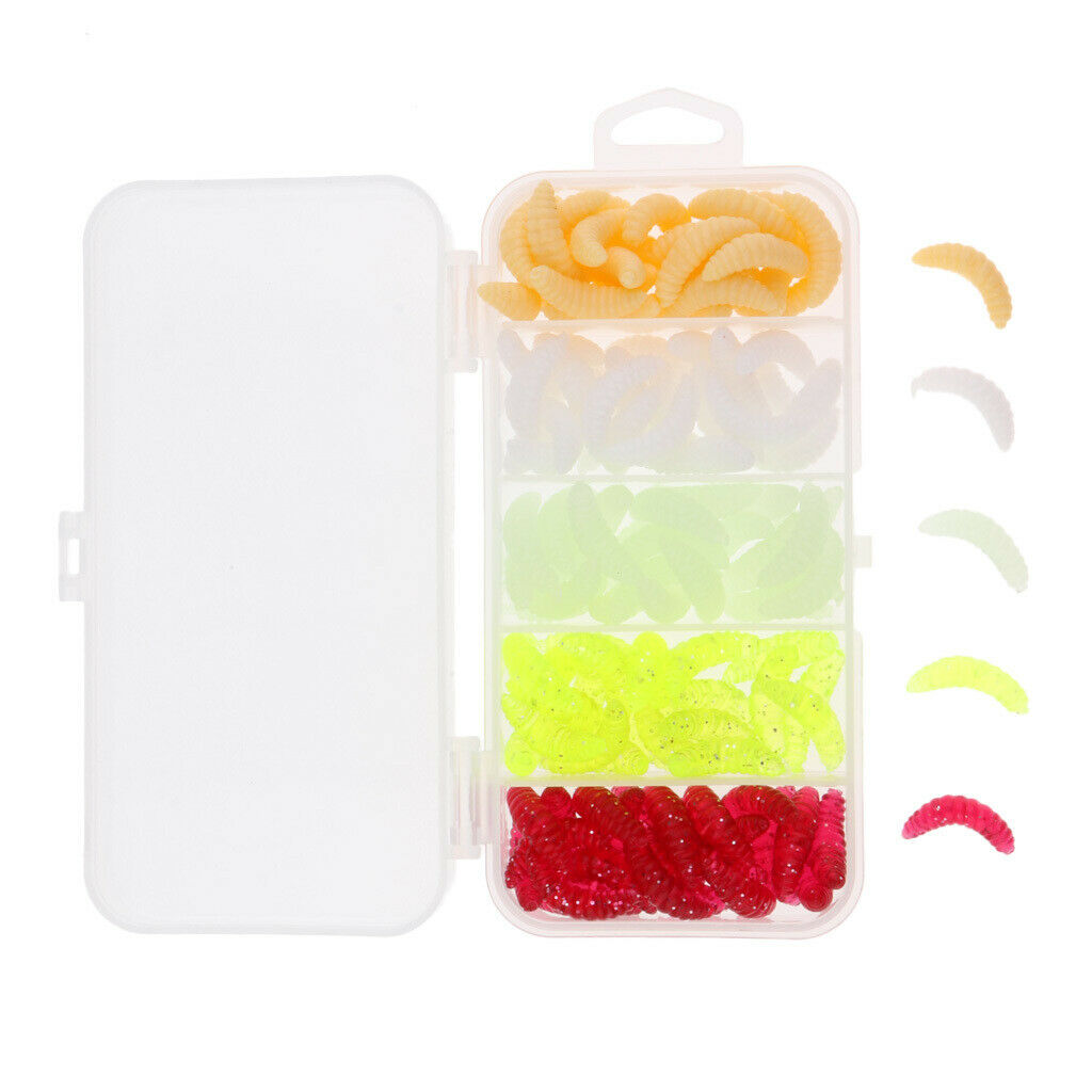 125 Pieces Maggot Grub Worm Fishing Lures Bionic Grub Shape Baits