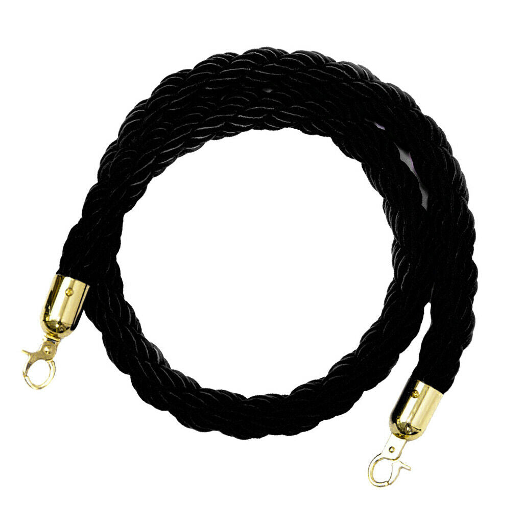 2X Rope Barriers - Heavy Duty Crowd Control Stanchions 2m Black
