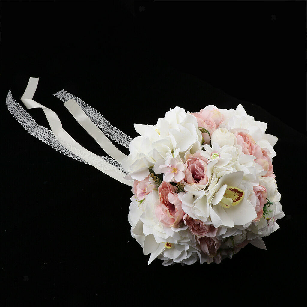 Bridal Flowers Bouquet Artificial Flower Lace And Pearls Decor for Valentine's