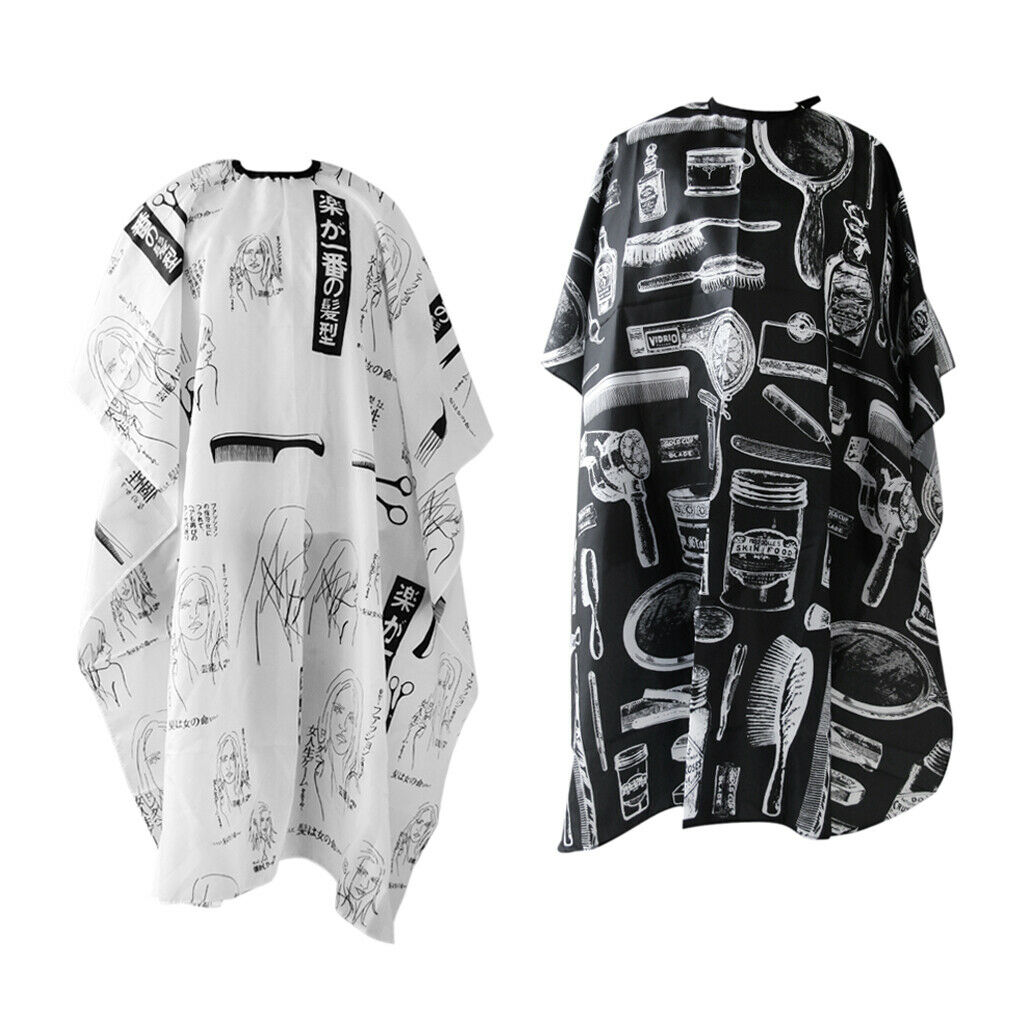 2x Stylish Waterproof Capes Apron Barber Gowns With Adjustable Snap Closure