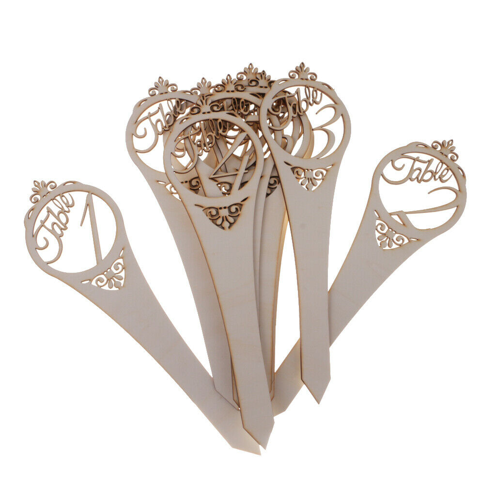 Set of 20 Pieces Wooden Table Numbers on Sticks for Wedding Party Table