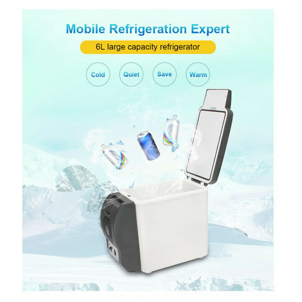 Mini Car Fridge Freezer Cooler 6L 9 Can for Travel Camping Truck Yacht Boat