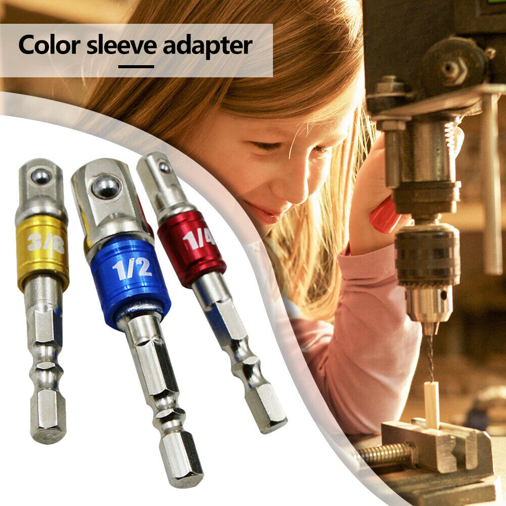 3pcs Hex Drill Bit Socket Adapter Electric Impact Driver Conversion Bar @