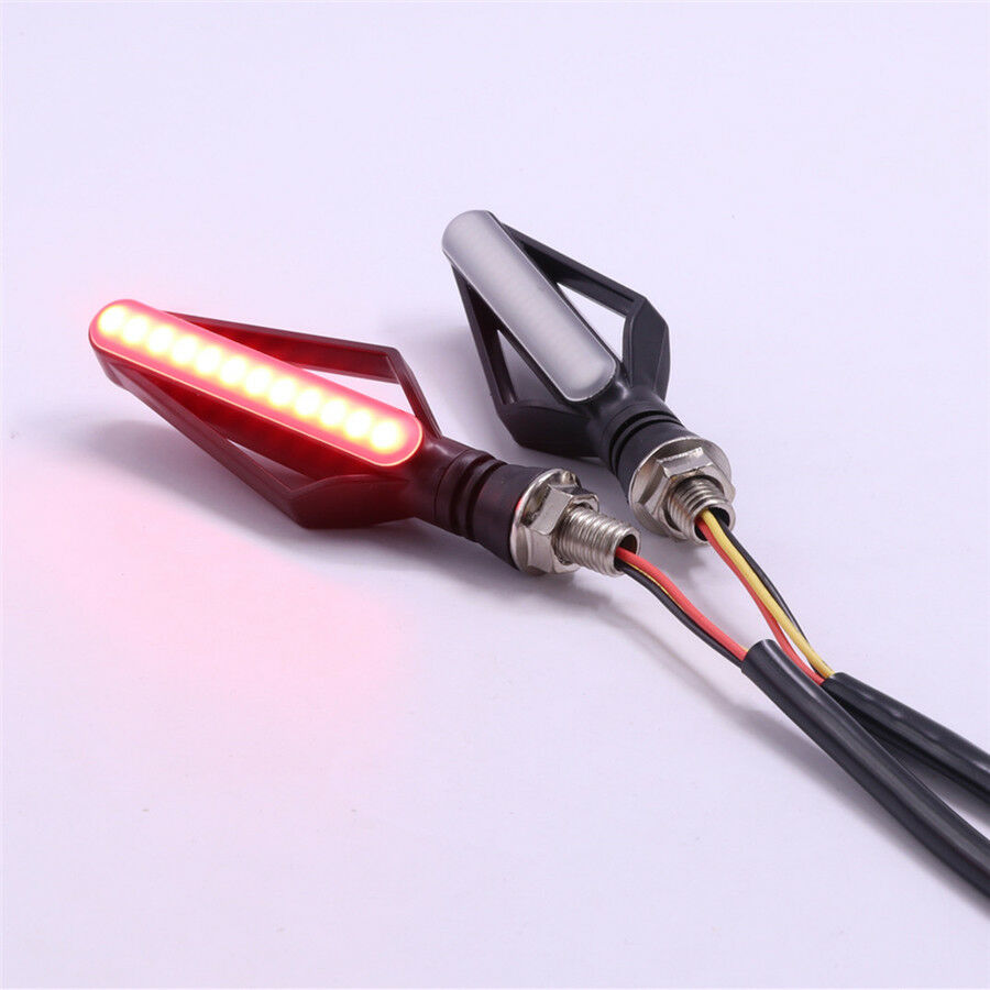 2 Pair Amber Flowing Turn Signal Light Plus Front White DRL +Rear Red Brake Lamp