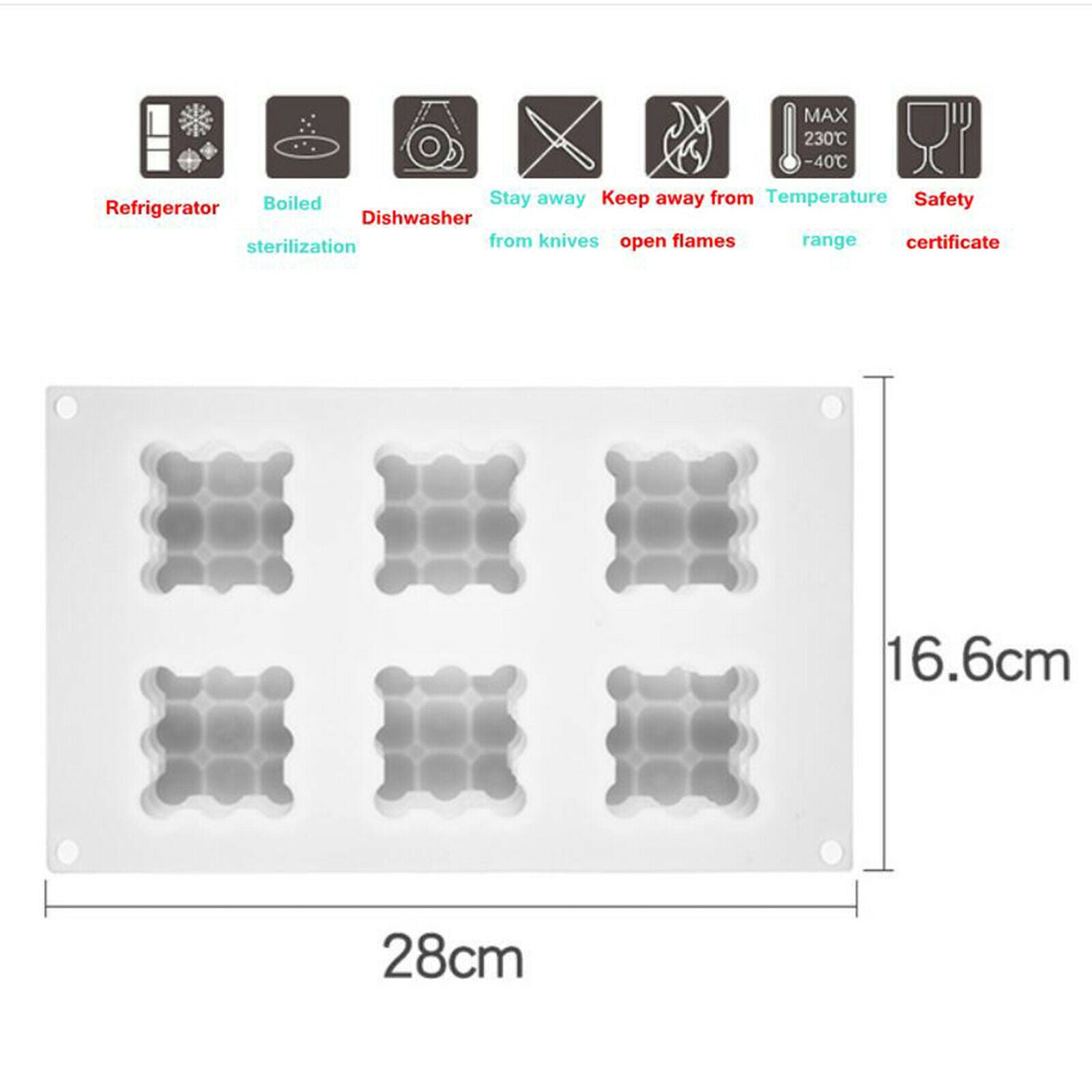 Cube Silicone Mold Dessert Fondant Pastry Baking Mould DIY Soap Candle