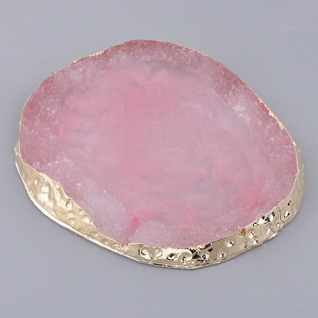 2x Imitation Agate Color Mixing Plate Jewelry Display Pad Coaster Mats Pink