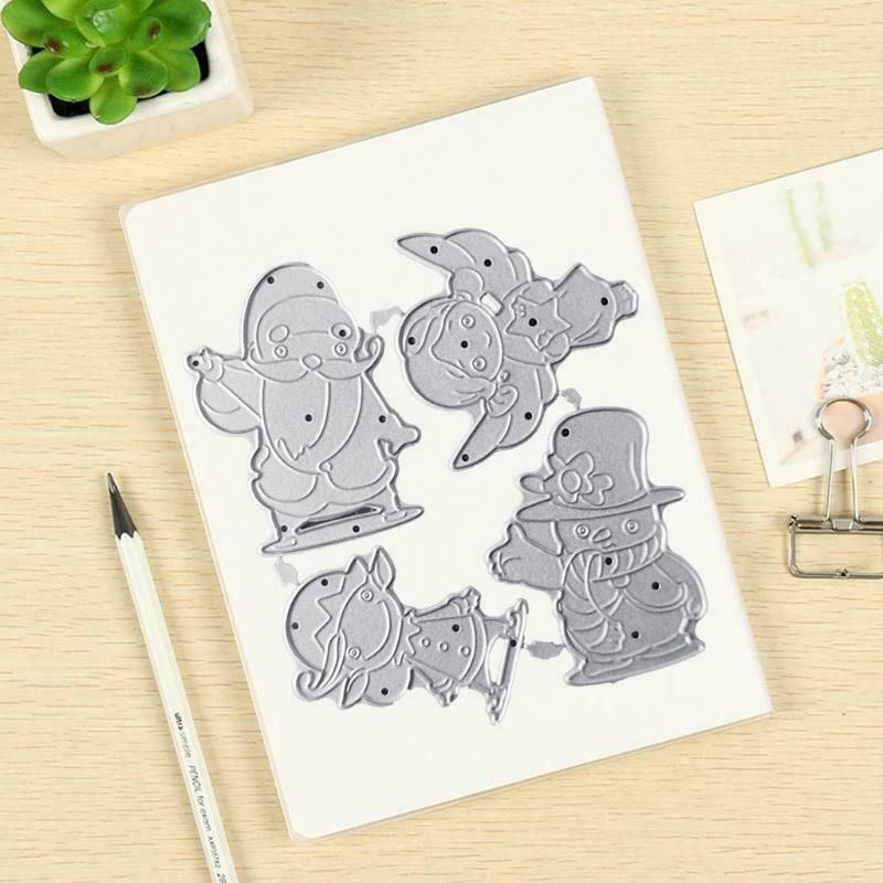 4 in 1 Christmas Figures Metal Cutting Die Decorative Embossing Cutting Stencil