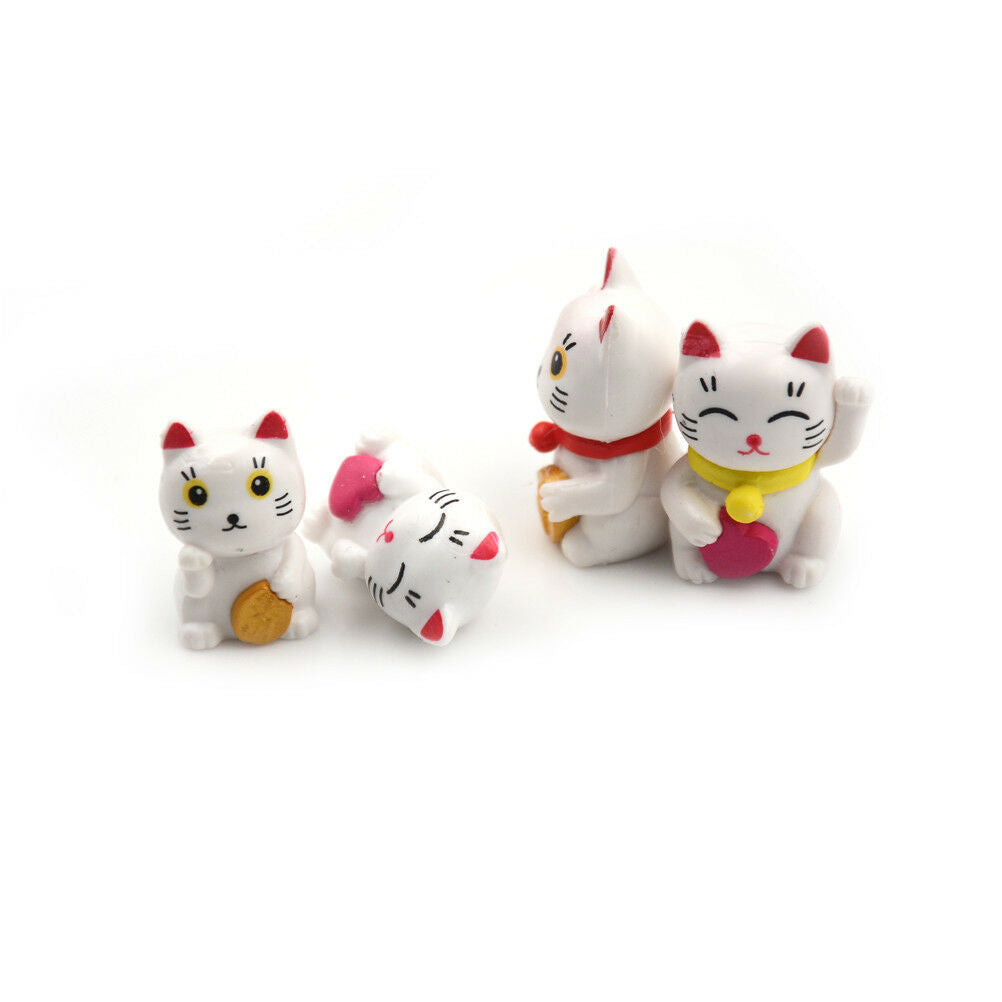 4X Cartoon Lucky Cats Micro Landscape Garden Decorations Miniatures Orname.l8