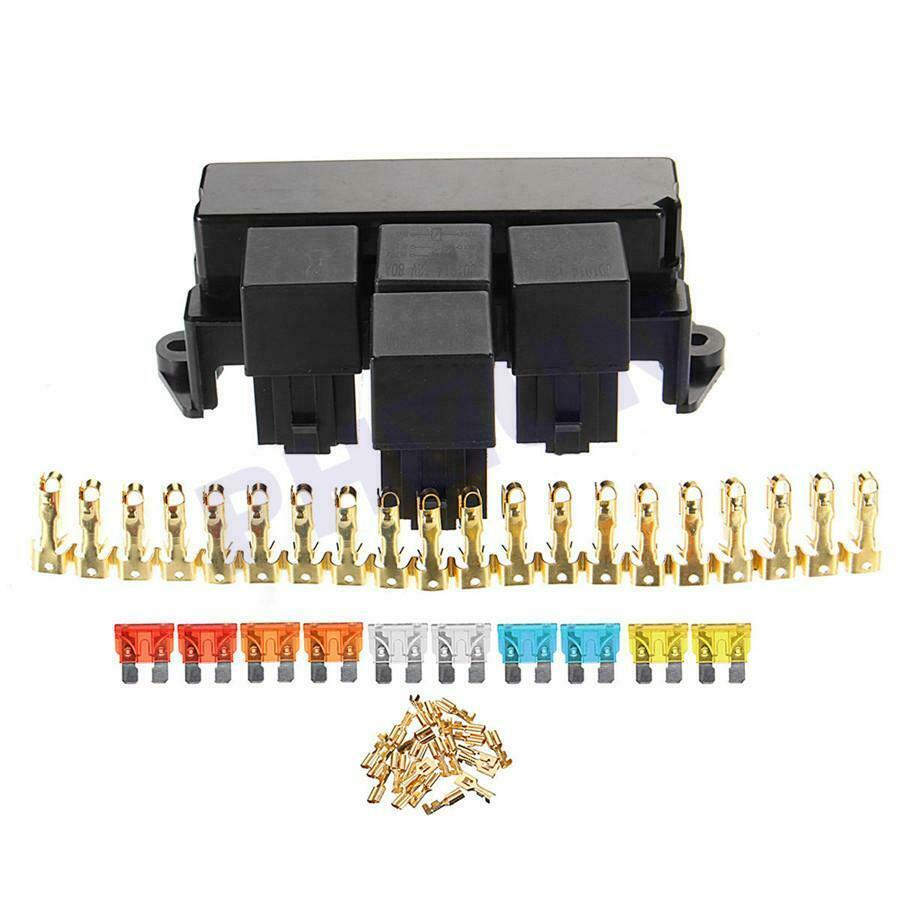 Automotive Blade Fuse Assortment Car Boat 10 Way Circuit Standard Blade Fuse Box