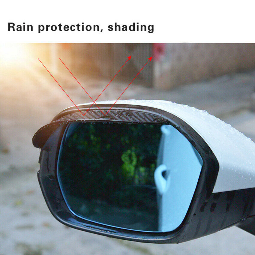 2X Car Carbon Fiber Rear View Side Mirror Rain Board Eyebrow Guard Sun Visor
