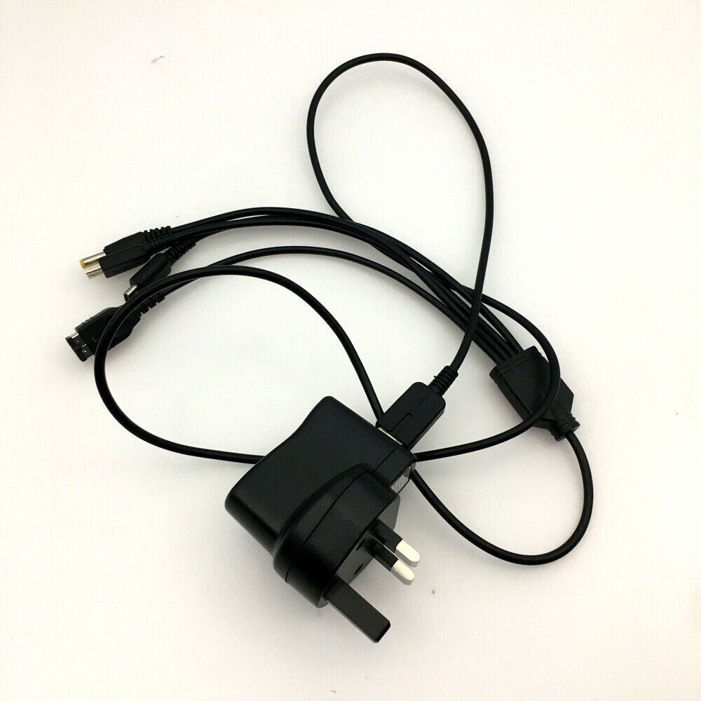 UK Adapter+4 in 1 Charger USB Cable Multi Function for NDSL NDSi 3ds PSP GBA SP