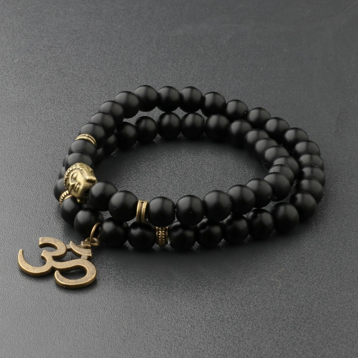 8MM Natural Obsidian Beads Double winding Charm Buddha Beads Fashion Bracelets