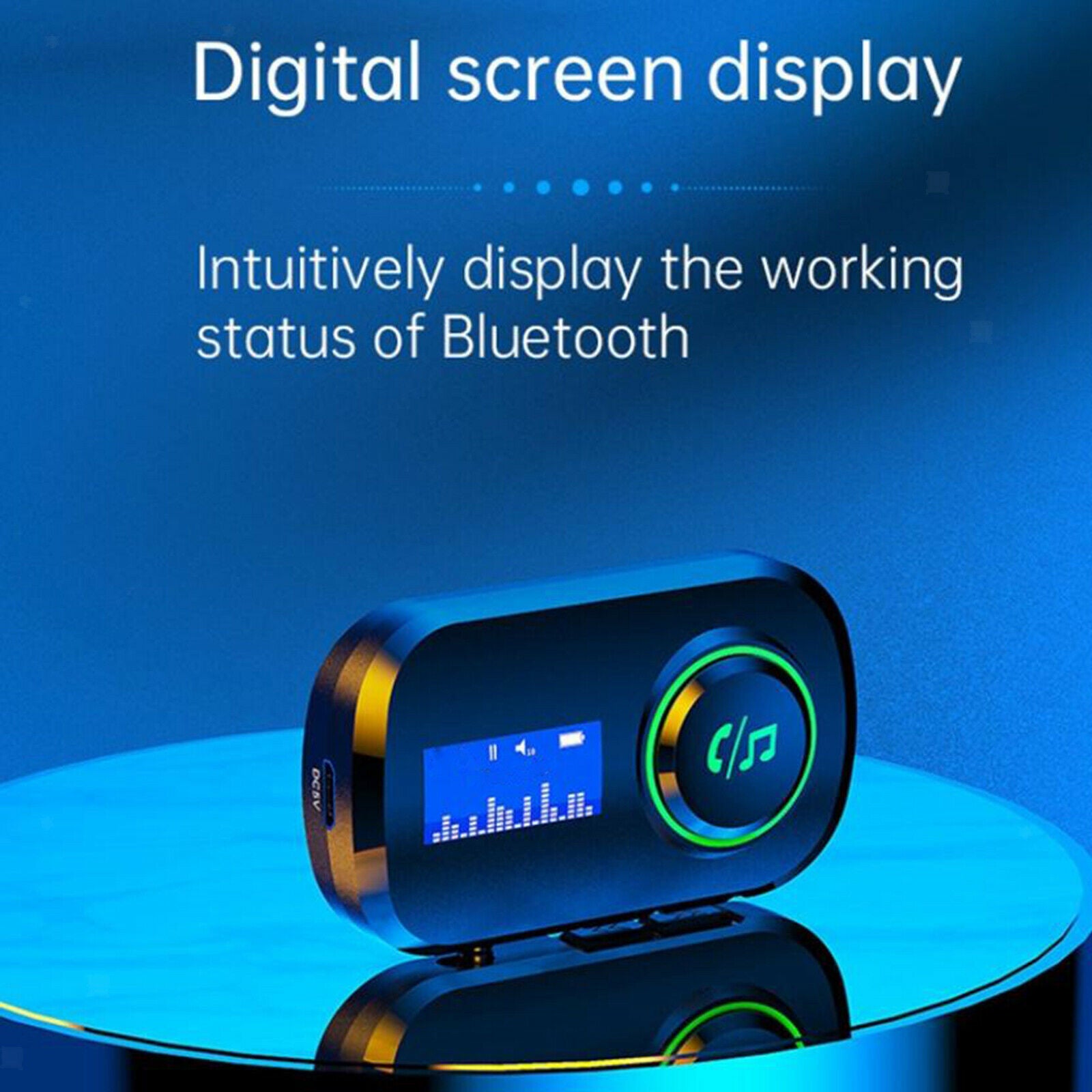 Bluetooth 5.0 transmitter and receiver, 3.5mm audio adapter with screen, for