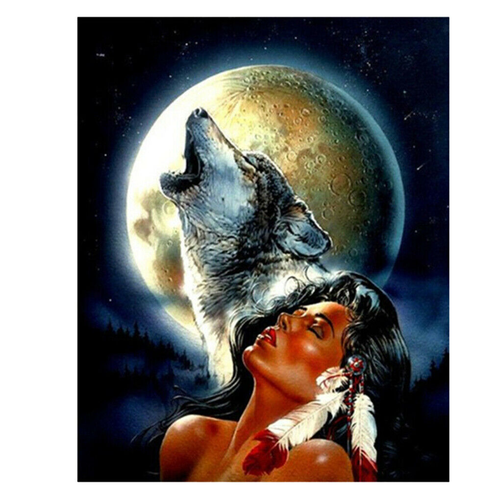 Popular Full Drill Diamond Painting Kit Rhinestones Picture Beauty and Wolf