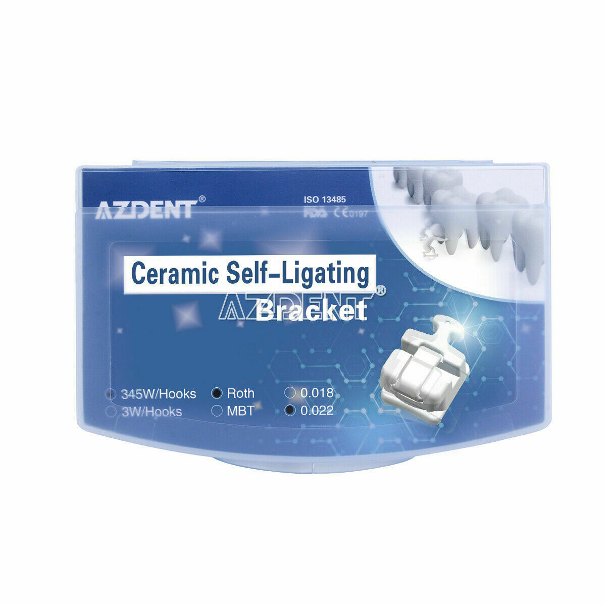 2 X Dental Ortho Ceramic Brackets Self Ligating Braces Roth 022 Hooks 345+Tool
