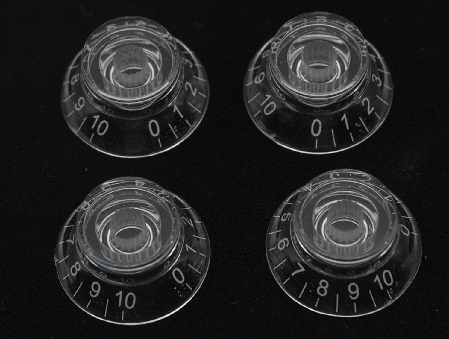 Clear/Transparent LP Bell Knobs Top Hat Knobs White Number for Epiphone Les Paul