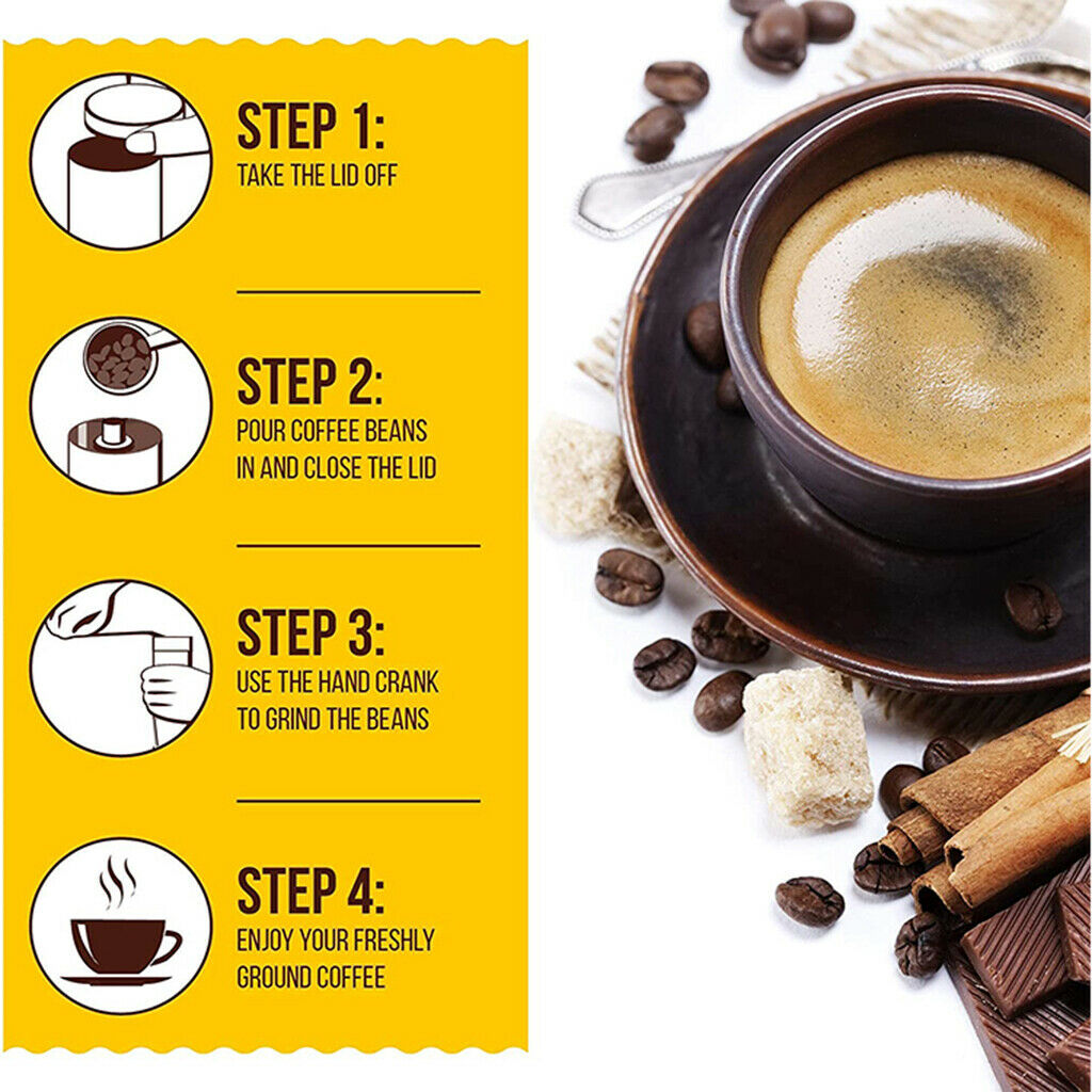 Manual Coffee Grinder Hand Crank Ceramic Bean Burr Compact Home Kitchen Tool