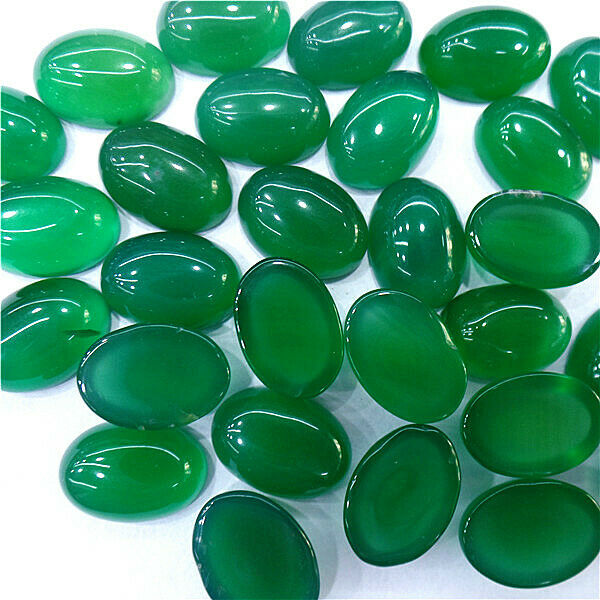 100Pcs 14x10x5mm Wholesale Green Chalcedony Agate Oval Cab Cabochon DIY HH7113
