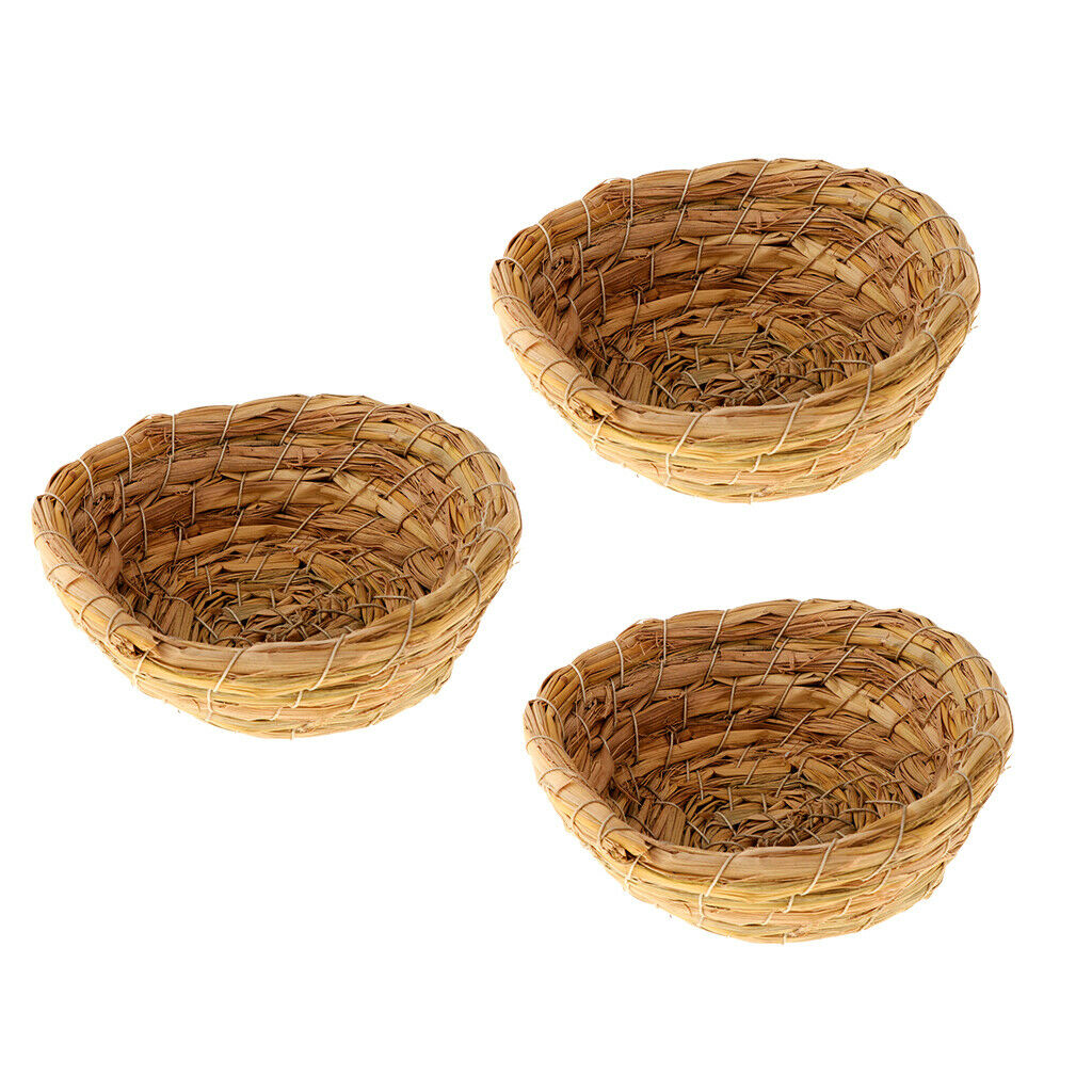 3Pcs Woven Straw Bird Nest Cage Birdhouse/Bed House for Parrot Pigeon