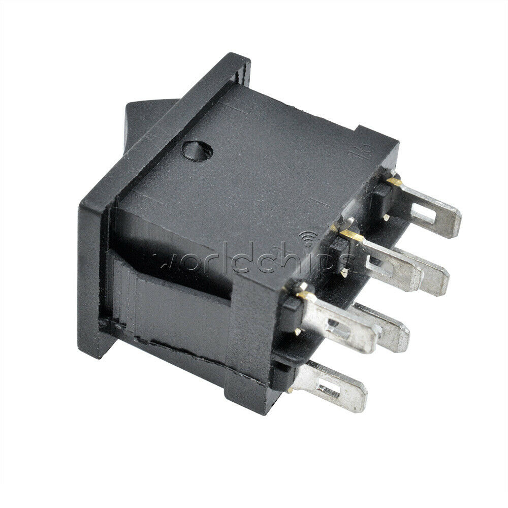 2PCS AC ON-OFF-ON Switch 6-Pin DPDT 3-Position Snap Boat Rocker 6A/250V 10A/125V