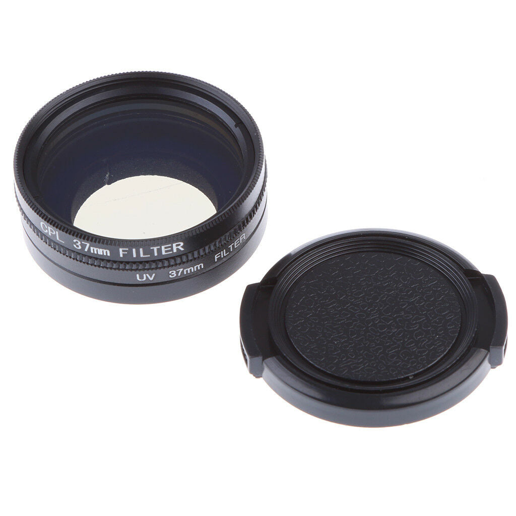 3in1 37mm Circle UV+CPL Filter with  Lens Cover For   Yi II 4K