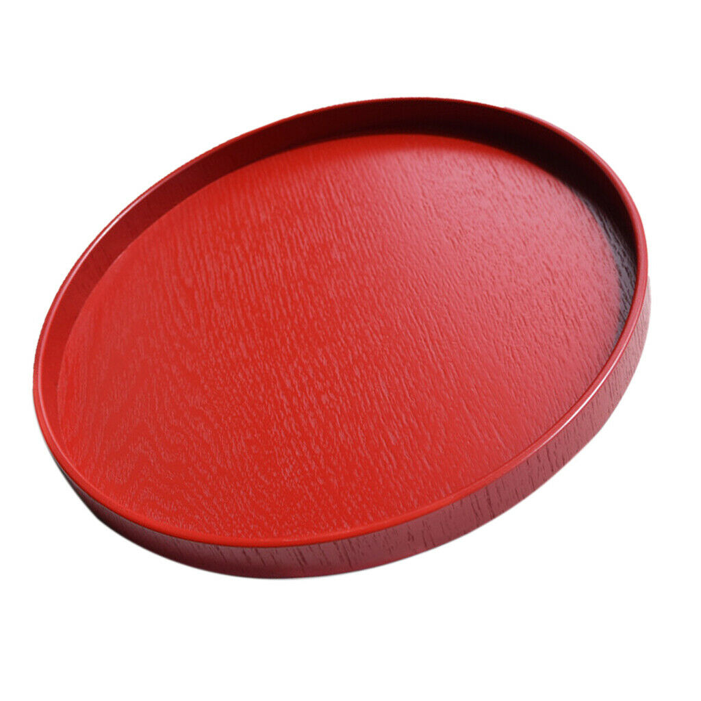 2pcs Red Round Wooden Plate