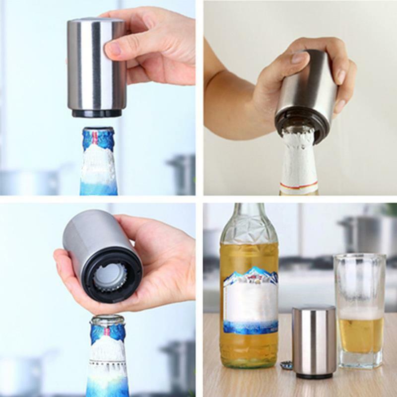 Easy Bottle Opener Stainless Steel Automatic Beer Cap Wine Bar Waiter Tool  Kt